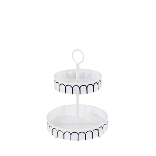 White Iron Farmhouse 2 Tier Tray Cupcake Stand
